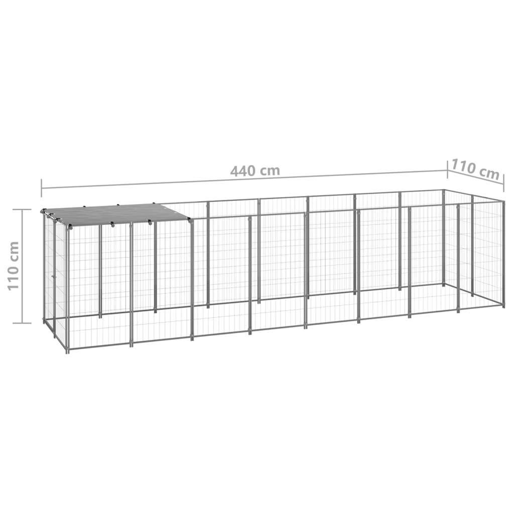 Chenil Extérieur pour Chien Acier Jardin avec Toit de Protection 4,84 m² Argenté - ComfortXL Pet Living - Image 6