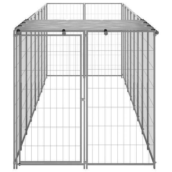 Chenil Extérieur pour Chien Acier Jardin avec Toit de Protection 4,84 m² Argenté - ComfortXL Pet Living - Image 3