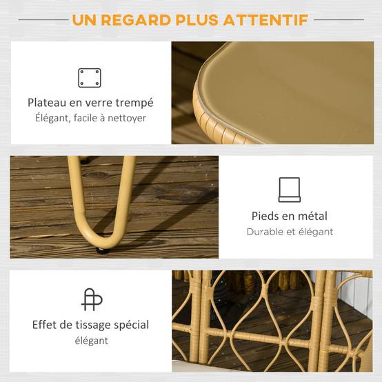 ComfortXL - Salon de jardin 4 places résine tressée terrasse détente coussins inclus kaki - ComfortXL Outdoor Living - Image 8