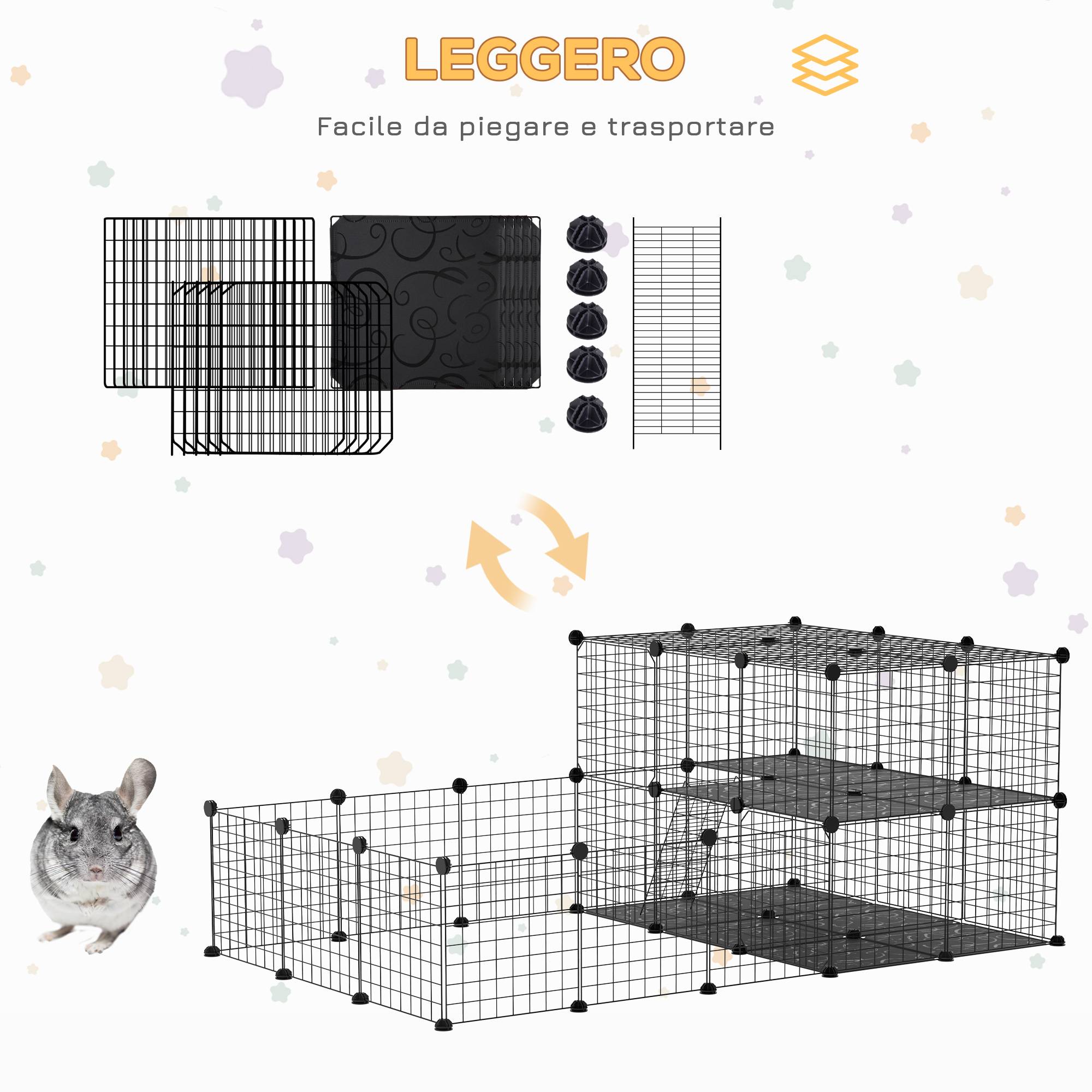 Enclos lapin métal modulable échelle et accessoires, 175x105x70cm, noir - Image 8