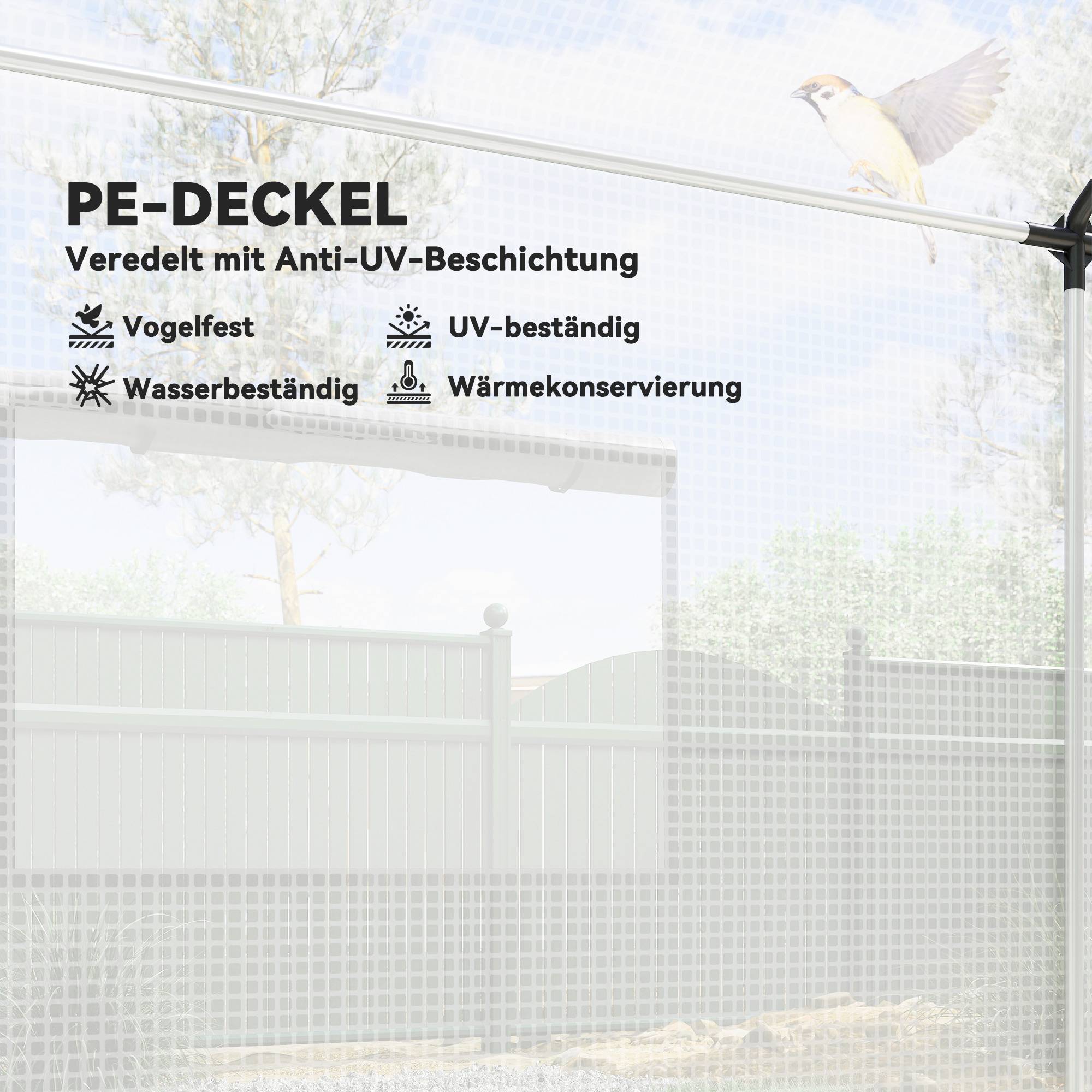ComfortXL - Serre tunnel acier galvanisé 3 x 2 x 2 m blanche pour jardin avec 4 fenêtres moustiquaires et porte roulante - Image 4