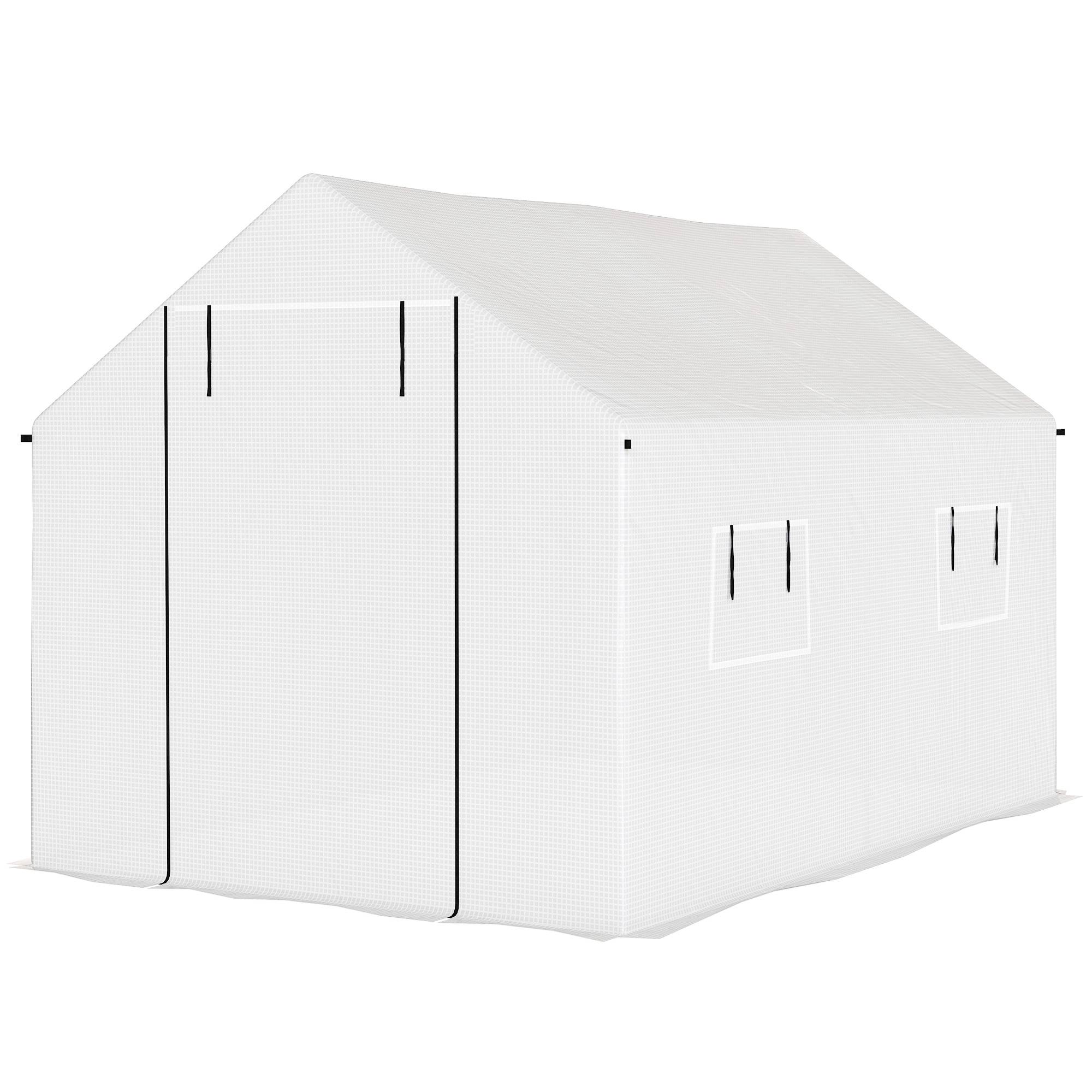 ComfortXL - Serre tunnel acier galvanisé 3 x 2 x 2 m blanche pour jardin avec 4 fenêtres moustiquaires et porte roulante - Image 2