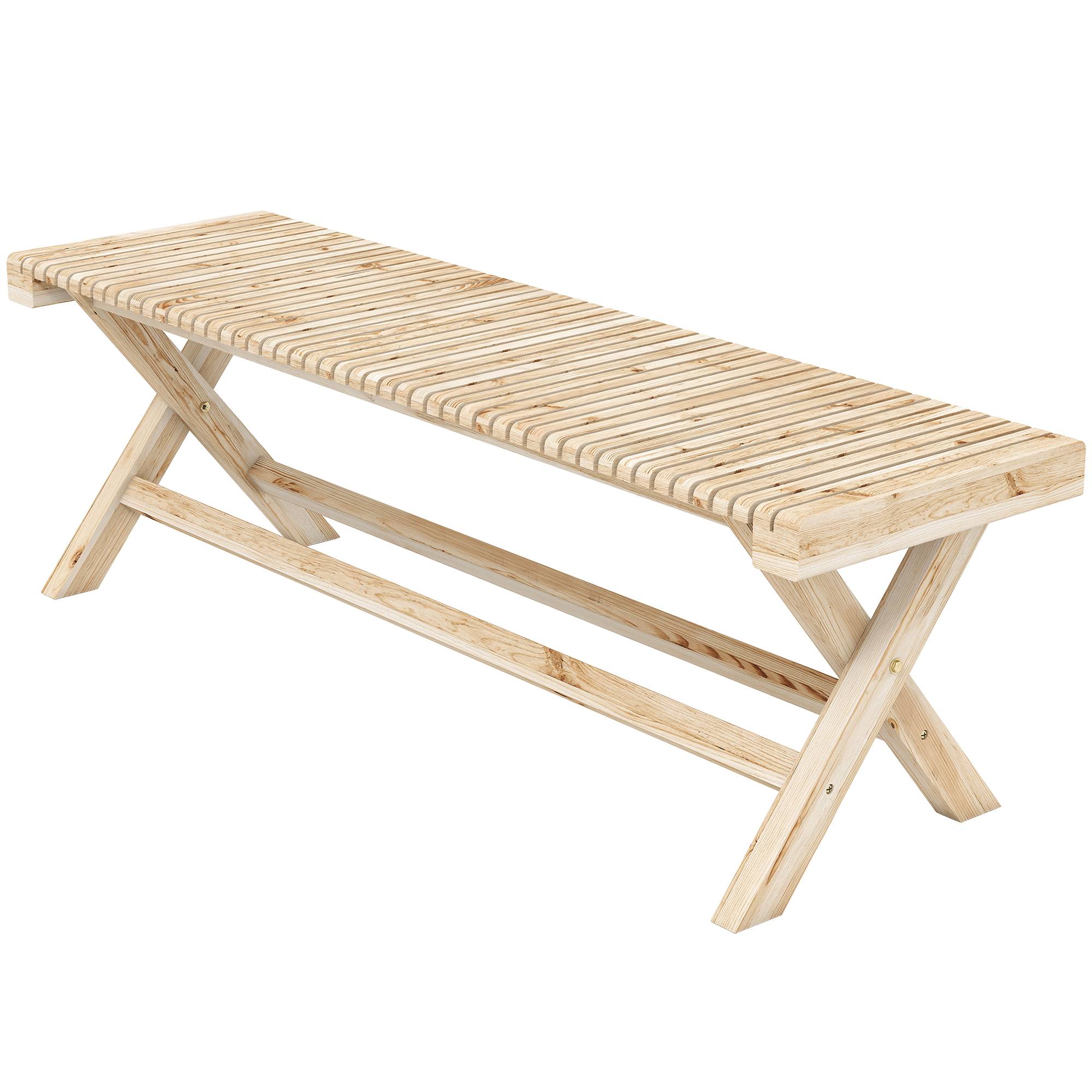 Outsunny - Banc de jardin 2 places - assise à lattes - bois massif - Capacité 240 kg - 140 x 40 x 43 cm - Bois Naturel - Outsunny - Image 5