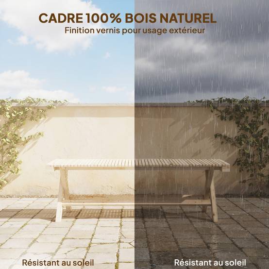 Outsunny - Banc de jardin 2 places - assise à lattes - bois massif - Capacité 240 kg - 140 x 40 x 43 cm - Bois Naturel - Outsunny - Image 7