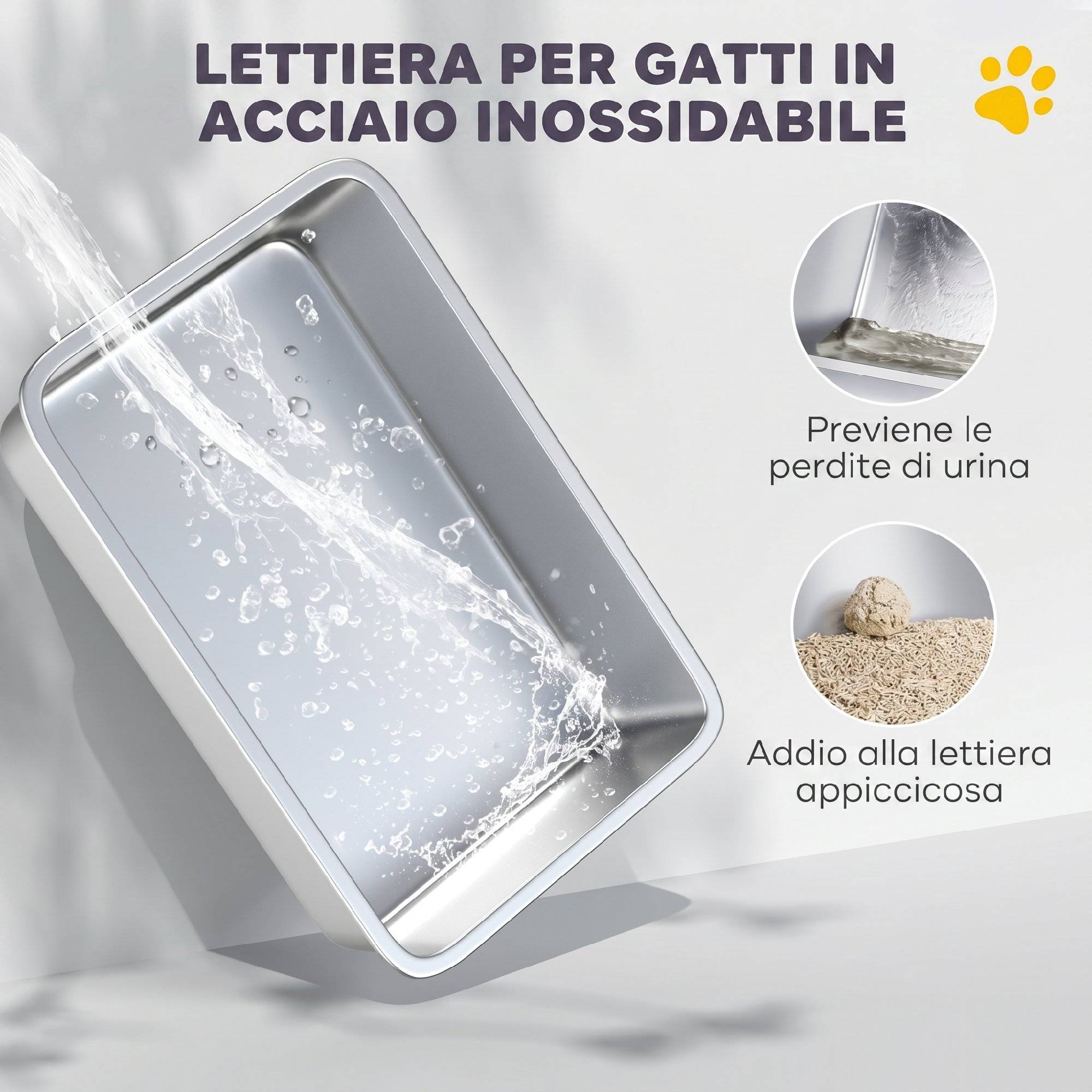 Litière fermée XL acier inox 60,5x40,5x45cm, gris foncé - Image 9