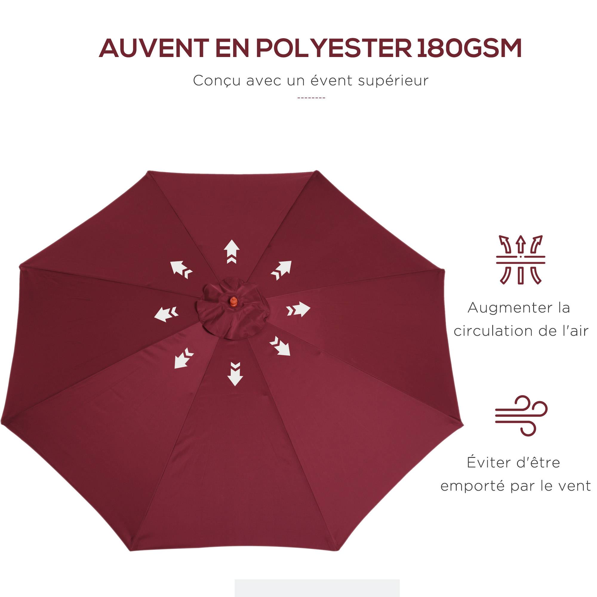 Parasol de jardin Bois Rouge 300x300x250 cm - Image 7