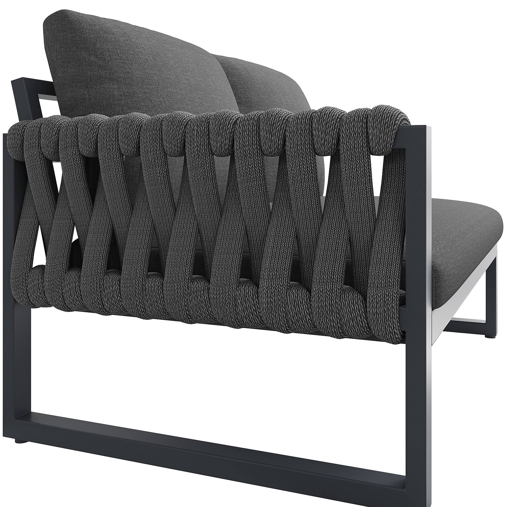 Salon de jardin modulable métal terrasse 5 places coussins déperlants gris - ComfortXL Outdoor Living - Image 8