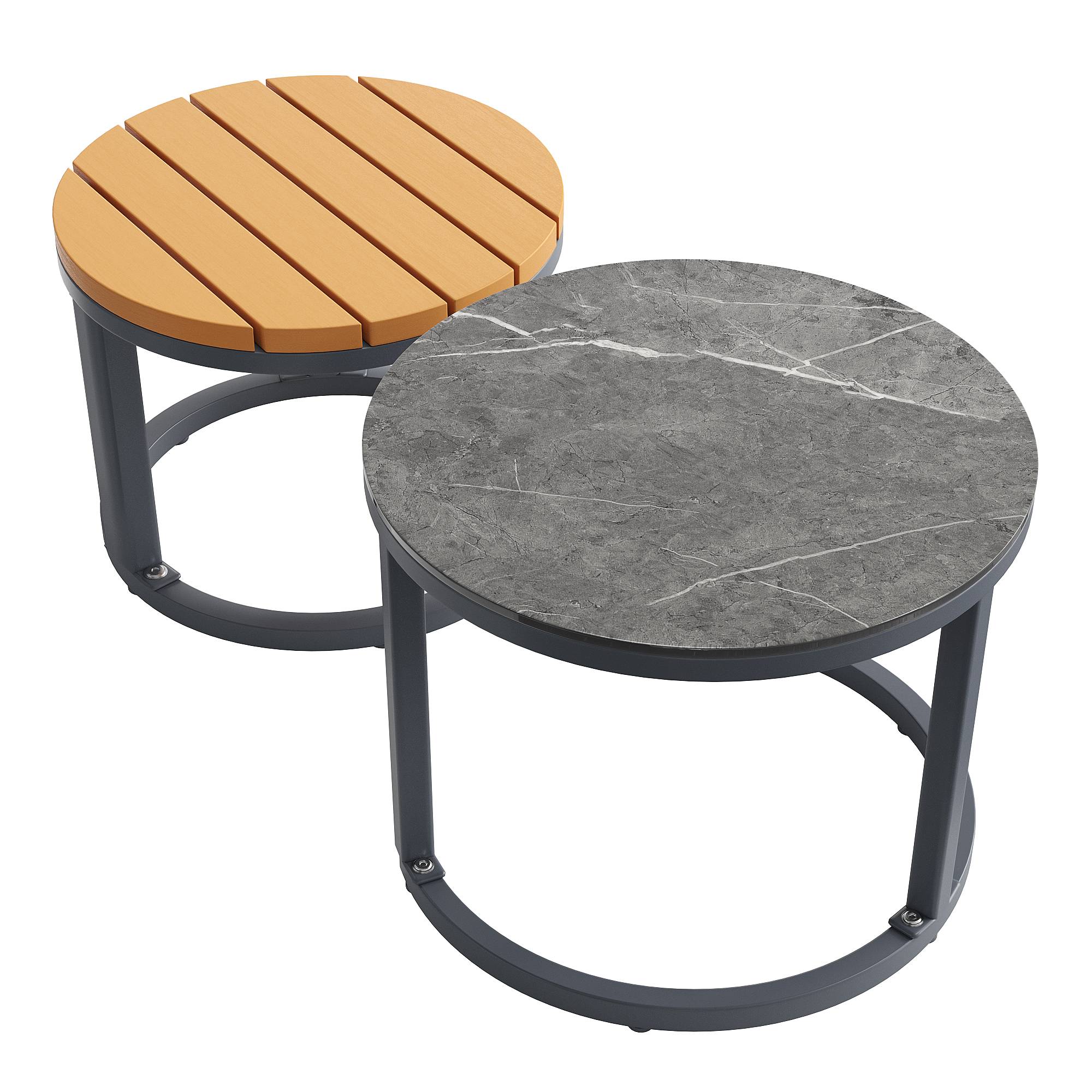 Salon de jardin modulable métal terrasse 5 places coussins déperlants gris - ComfortXL Outdoor Living - Image 9