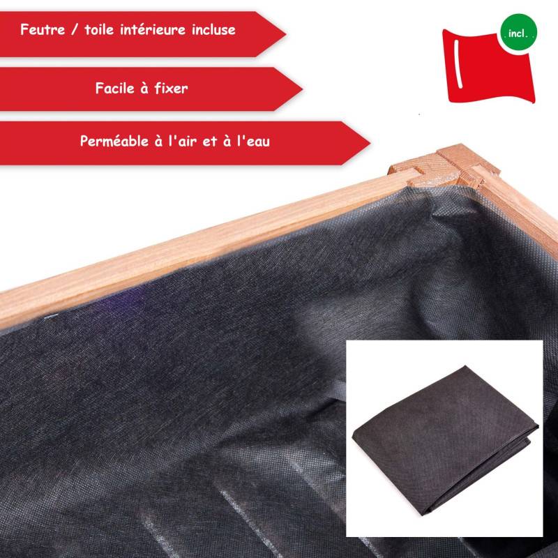Carré potager sur pied en bois de pin massif avec étagère stable et toison intérieure XXL - Image 3