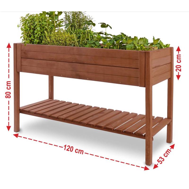 Carré potager sur pied en bois de pin massif avec étagère stable et toison intérieure XXL - Image 2