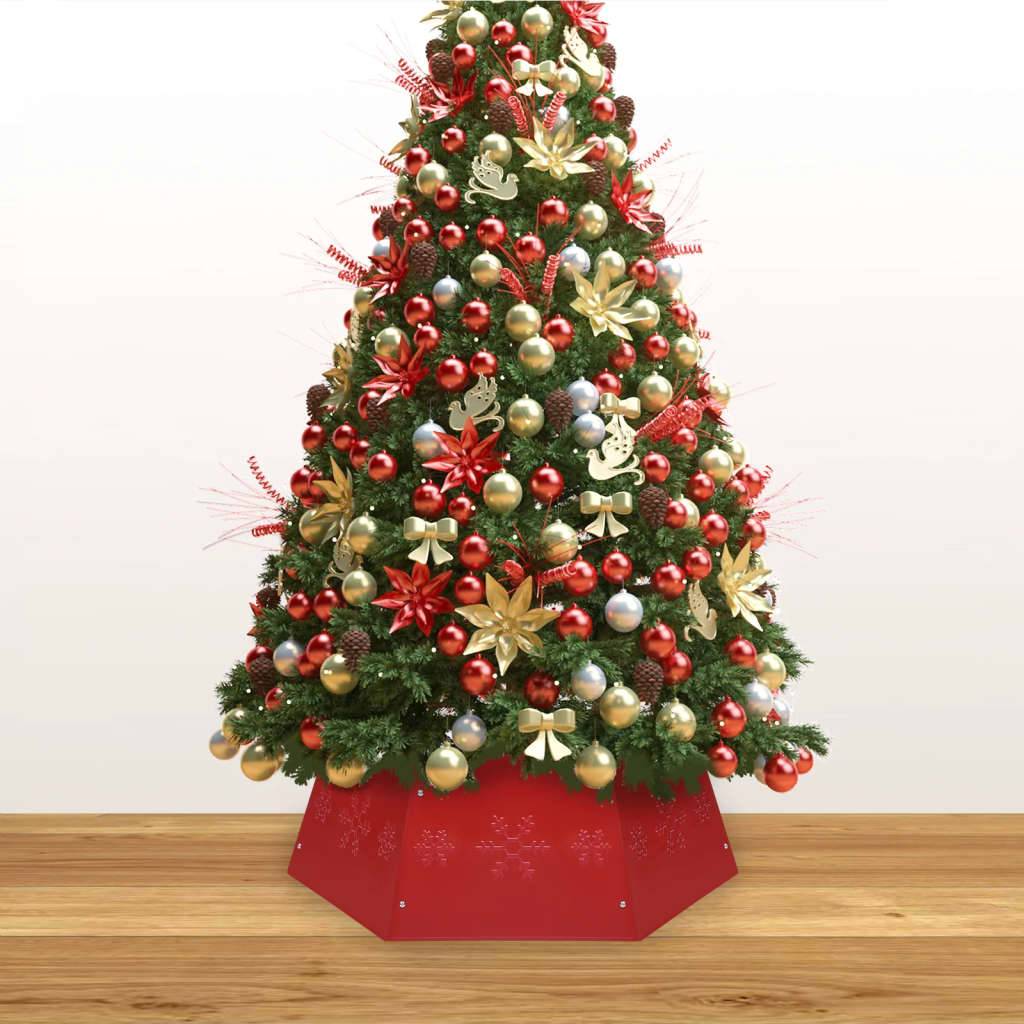 Jupe de sapin de Noël - Robe de sapin - Tapis de sapin Rouge Ø68x25 cm - Image 3