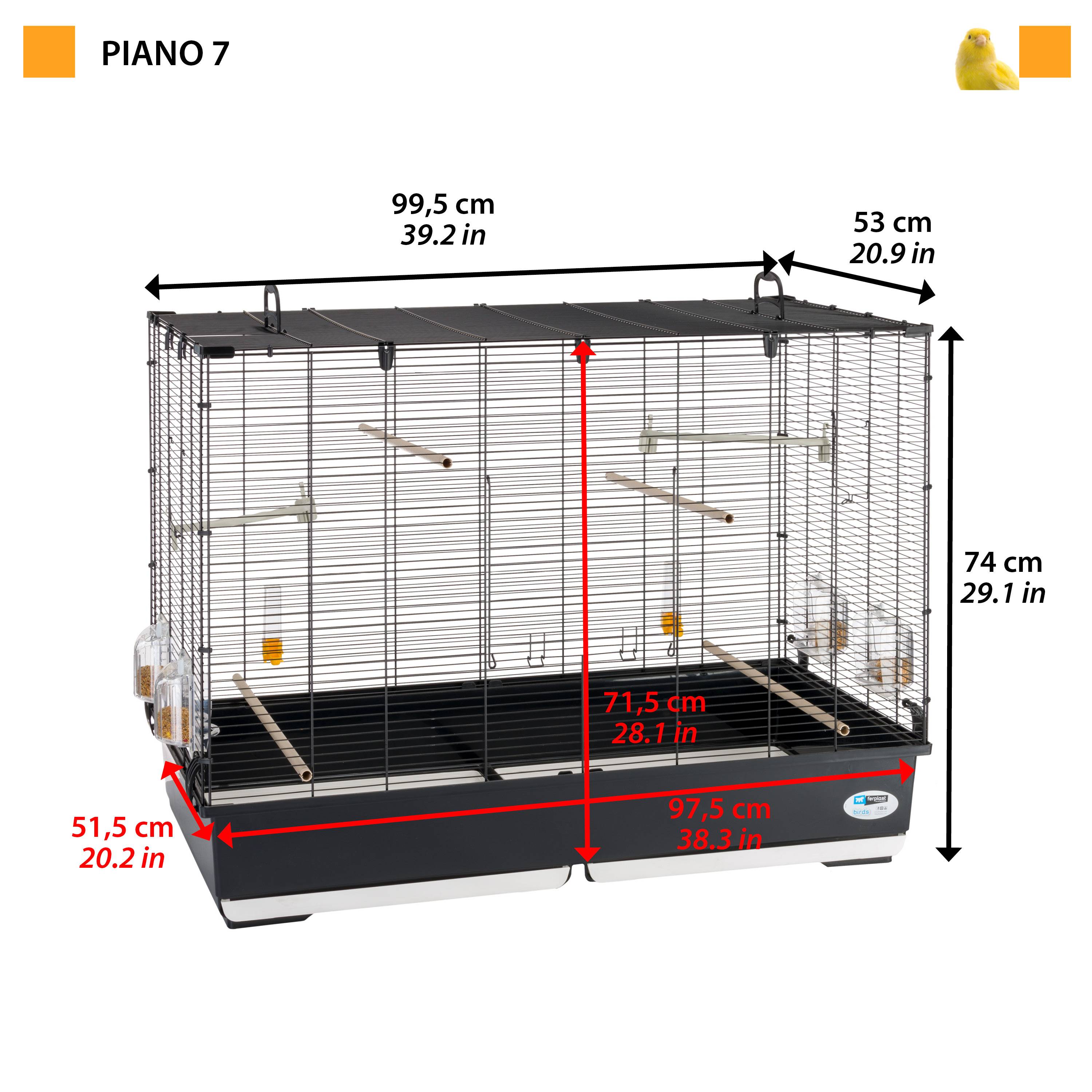Ferplast - Ferplast Volière Cage à Oiseaux PIANO 7 Grande Cage pour Oiseaux, Canaris, Pinsons, Perruches Ondulées, Inséparables, en Métal, Accessoires inclus - Image 2