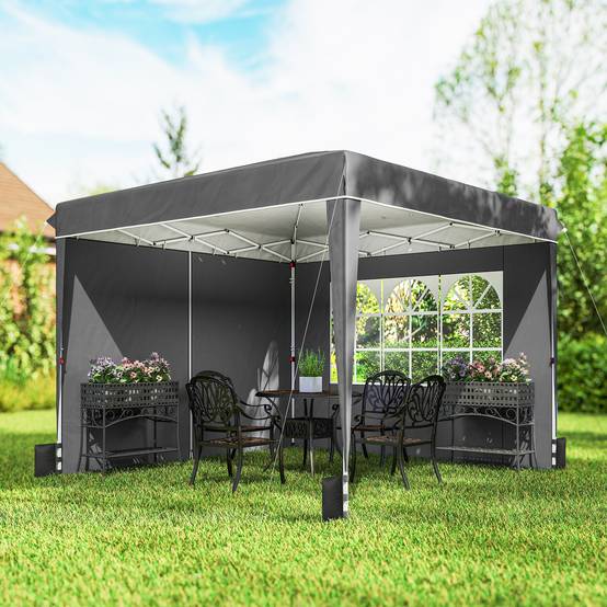 Outsunny - Tonnelle pliante 3x3m - parois latérales, protection UV 50+, sacs de sable, sac de transport, hauteur réglable - gris - Outsunny - Image 2