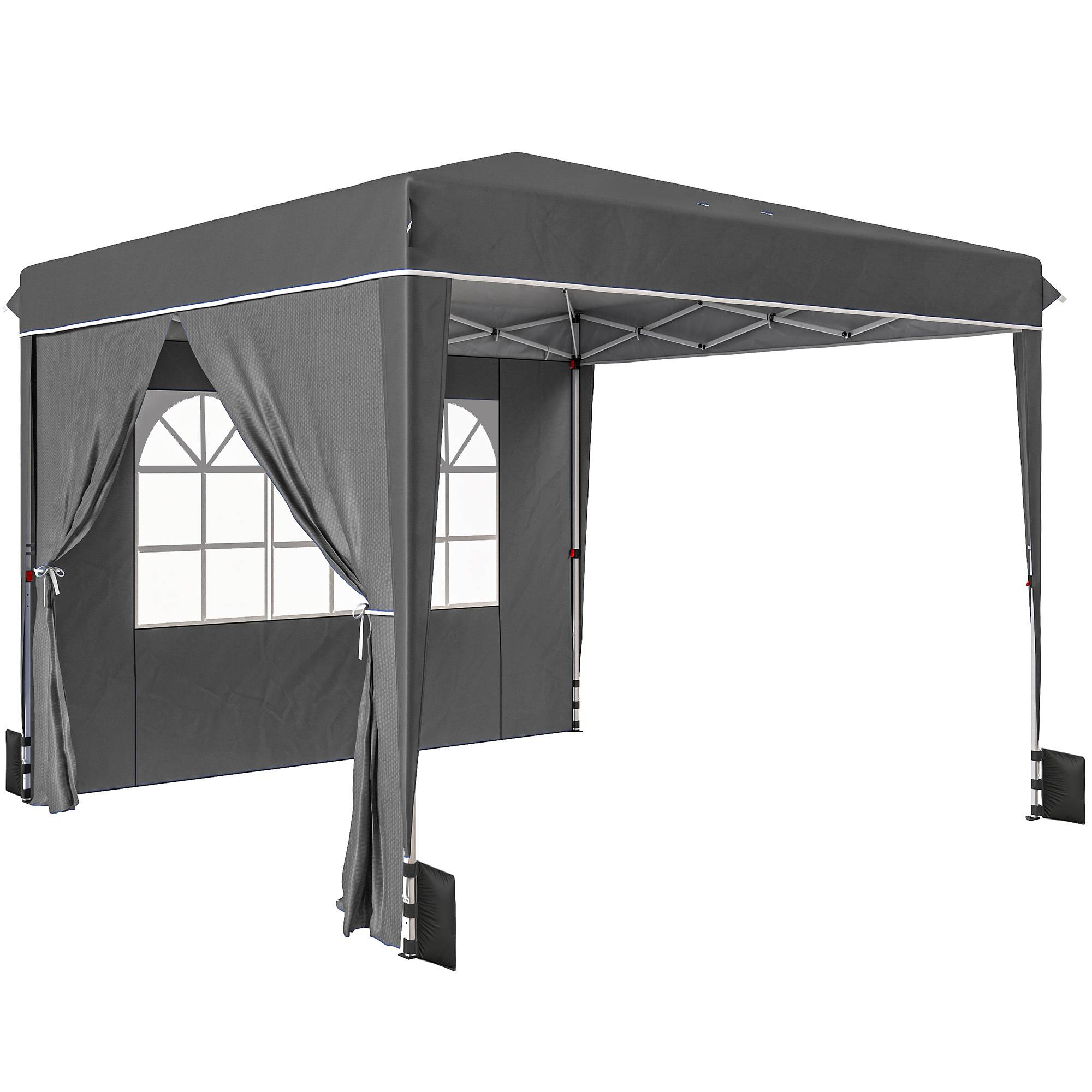 Outsunny - Tonnelle pliante 3x3m - parois latérales, protection UV 50+, sacs de sable, sac de transport, hauteur réglable - gris - Outsunny - Image 1