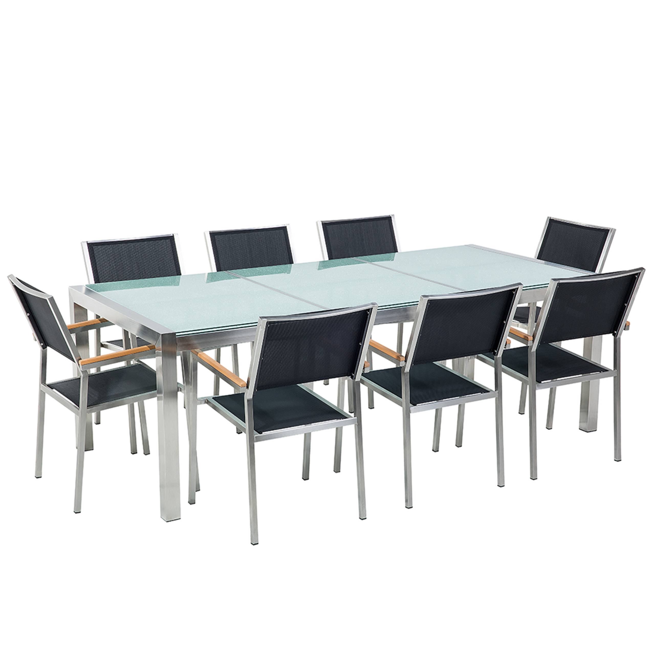 Beliani - Set de salle à manger, 8 Personnes Verre de sécurité Transparent/noir GROSSETO - Beliani - Image 2