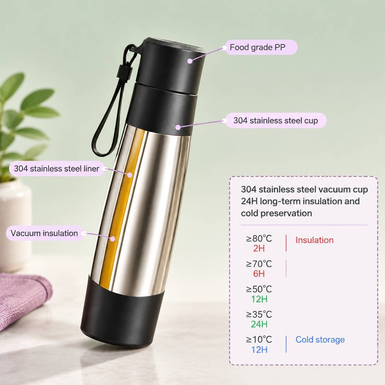 Bouteille Isotherme Acier Inoxydable Double Paroi Rechargeable 400ml Écran LCD Température - Image 4