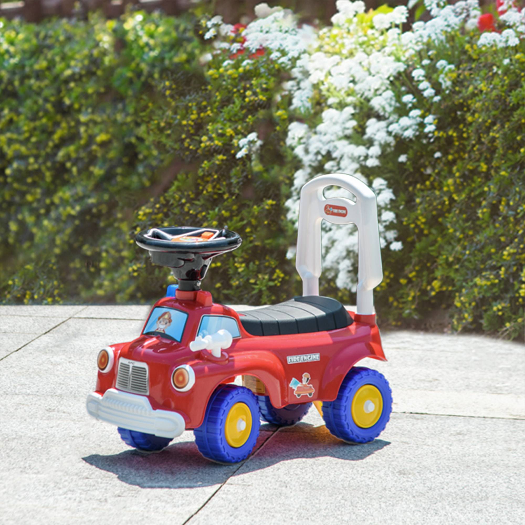 Porteur trotteur Enfants véhicule à pousser camion de pompier 18-36 Mois Coffre phares musique rouge - Image 4