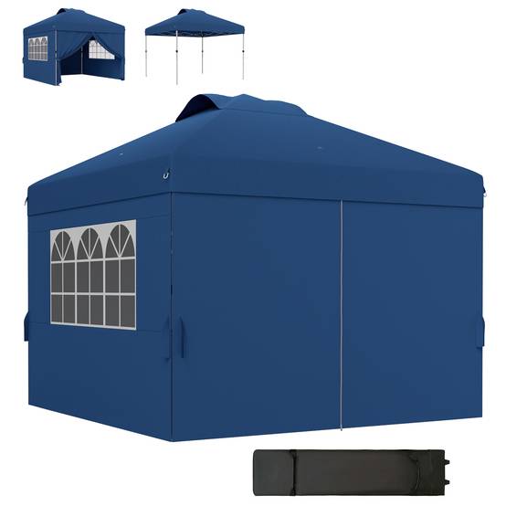 ComfortXL - Tonnelle pliante pop-up tissu Oxford pour jardin camping protection UV30+ 3x3m bleu - ComfortXL Outdoor Living - Image 2