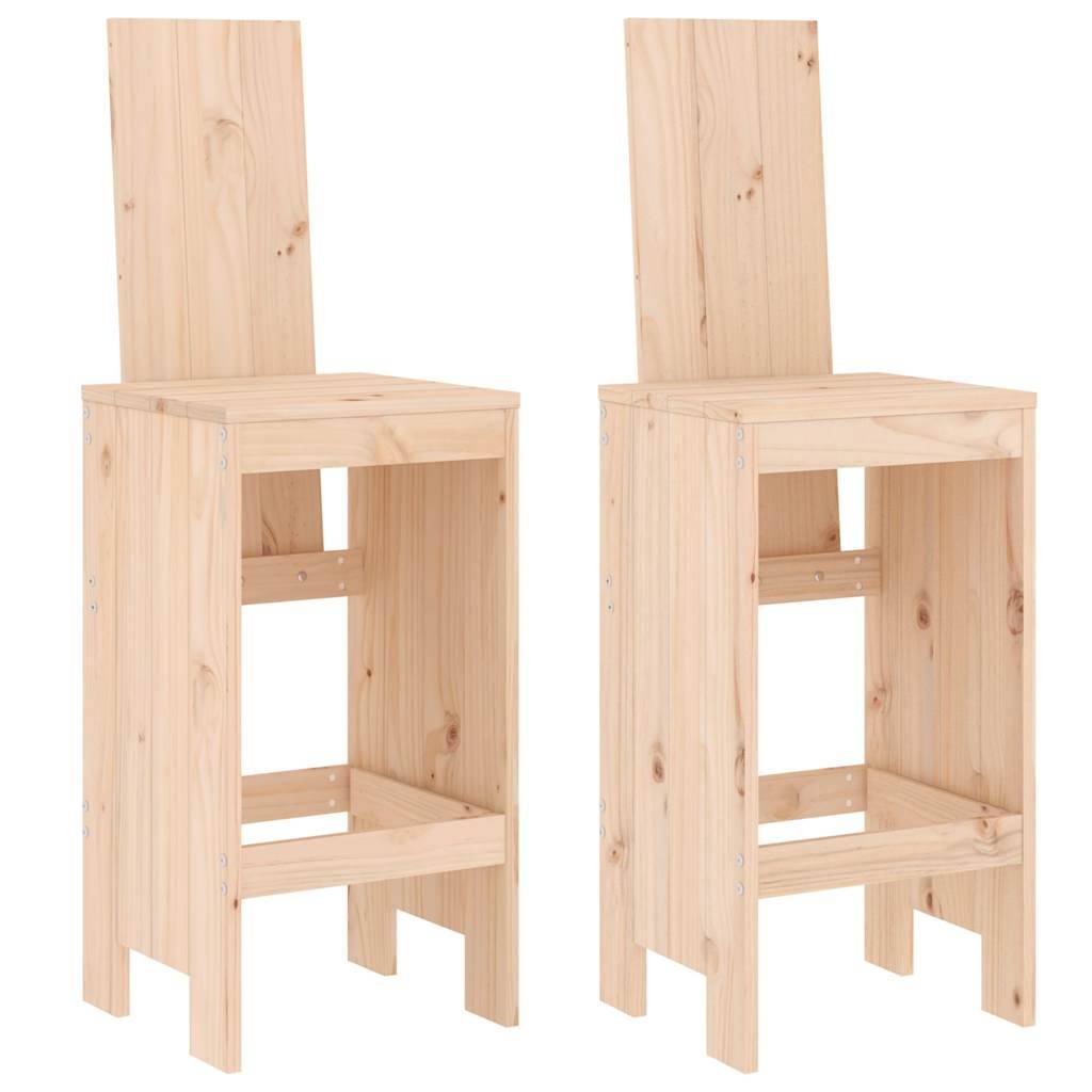 Tabourets de bar bois massif pin 40 x 42 x 120 cm (lot de 2) - PANGIVO - Image 2