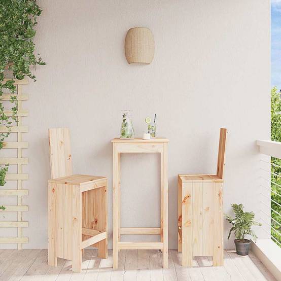 Tabourets de bar bois massif pin 40 x 42 x 120 cm (lot de 2) - PANGIVO - Image 1