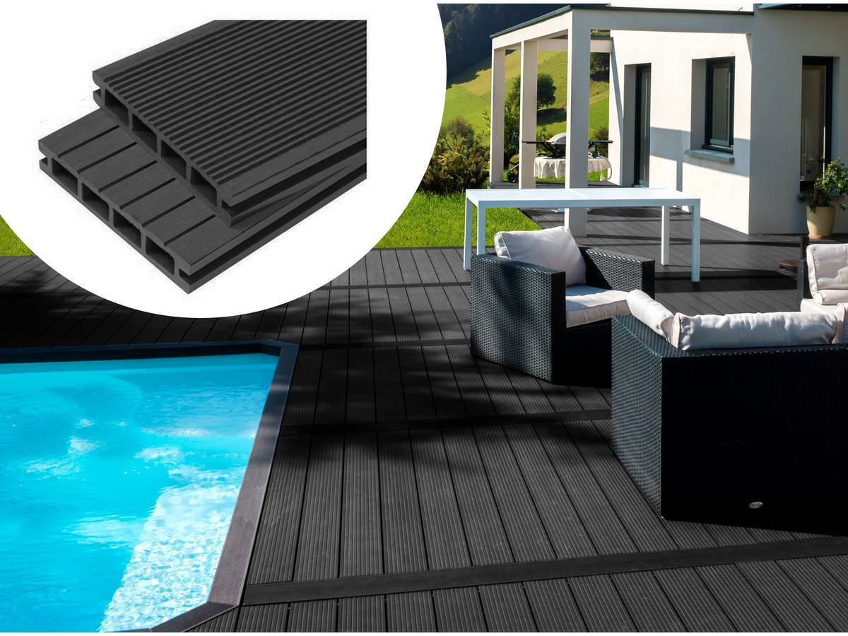 Habitat Et Jardin - Pack 15 M² - Lames De Terrasse Composite Alvéolaires - Ardoise -habitat Et Jardin