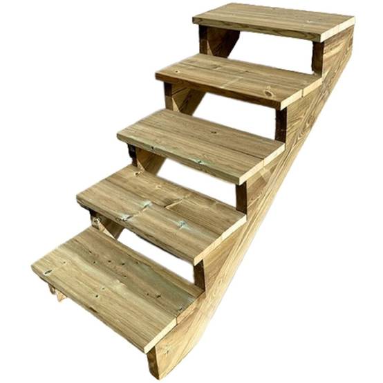 BERLIN Escalier extérieur bois 5 marches H 88cm L-80cm - sans contre marche - Image 1