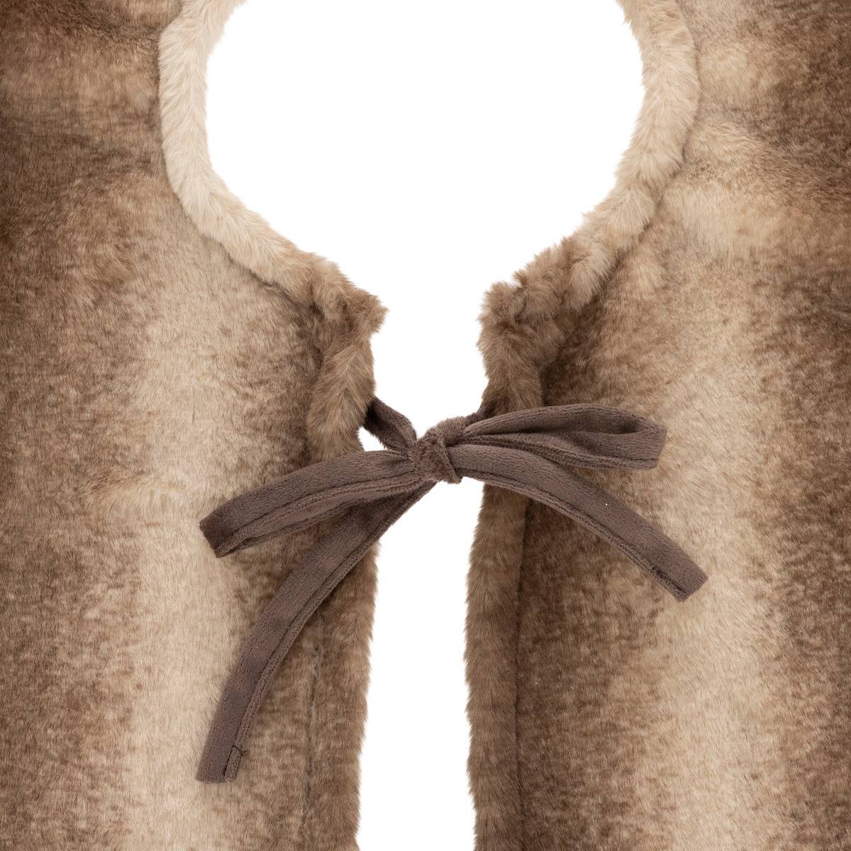 Déco de noël Tapis pour pied de Sapin en Fourrure Marron et Beige D 90 cm - Image 2