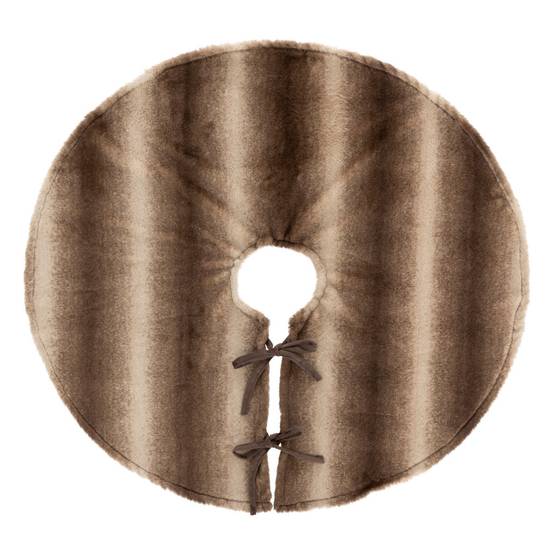 Déco de noël Tapis pour pied de Sapin en Fourrure Marron et Beige D 90 cm - Image 1