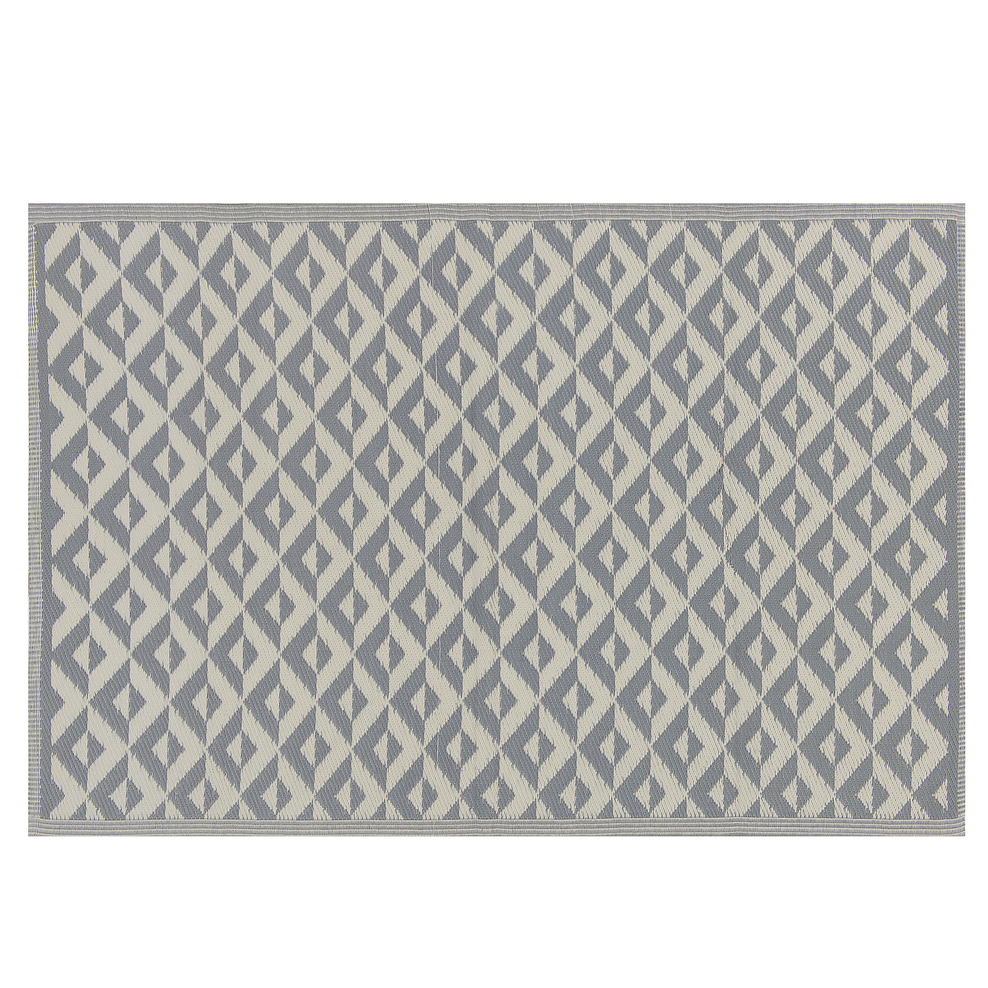 Beliani - Tapis Extérieur et Intérieur Polyvalent Gris et Blanc en Polypropylène Motif Géométrique 3D pour Salon ou Terrasse 120 x 180 cm Beliani - Image 1