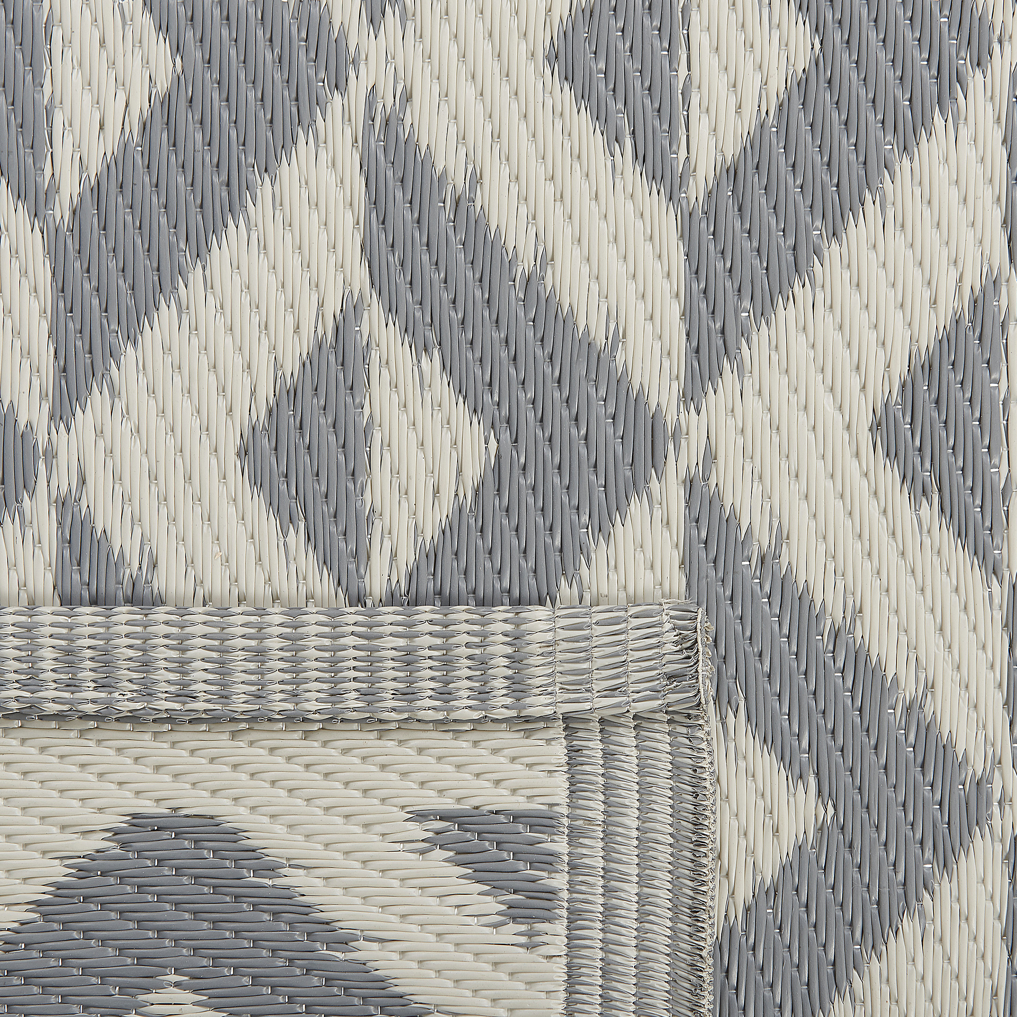 Beliani - Tapis Extérieur et Intérieur Polyvalent Gris et Blanc en Polypropylène Motif Géométrique 3D pour Salon ou Terrasse 120 x 180 cm Beliani - Image 5