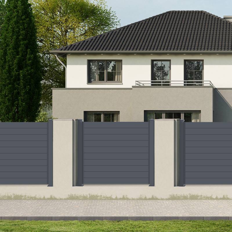 X-Metal - Clôture aluminium anthracite 188,6x166 cm X-Metal avec 2 poteaux inclus - Image 5