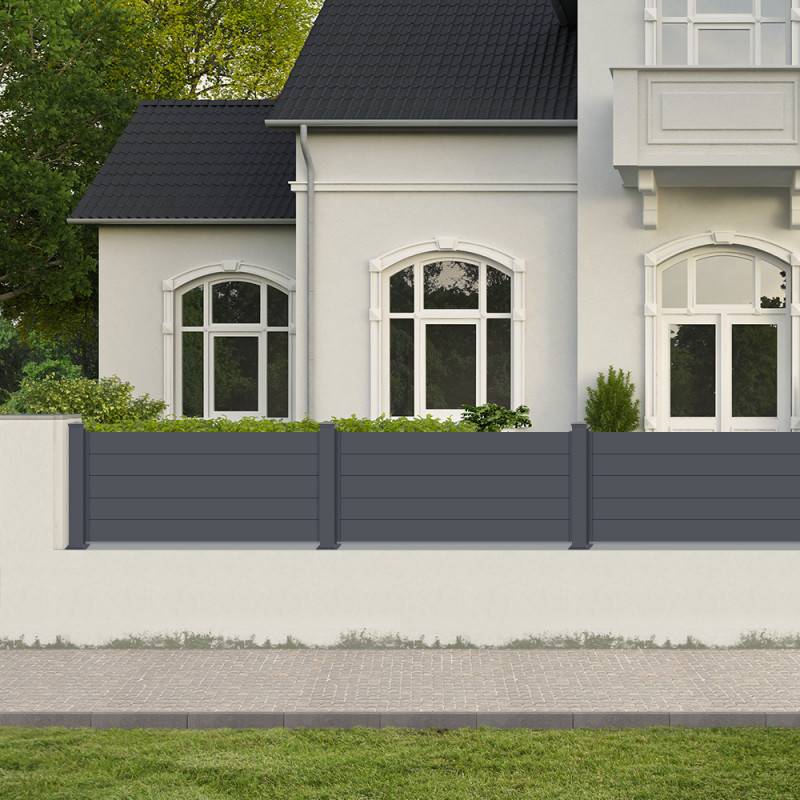 X-Metal - Clôture aluminium anthracite 188,6x166 cm X-Metal avec 2 poteaux inclus - Image 2