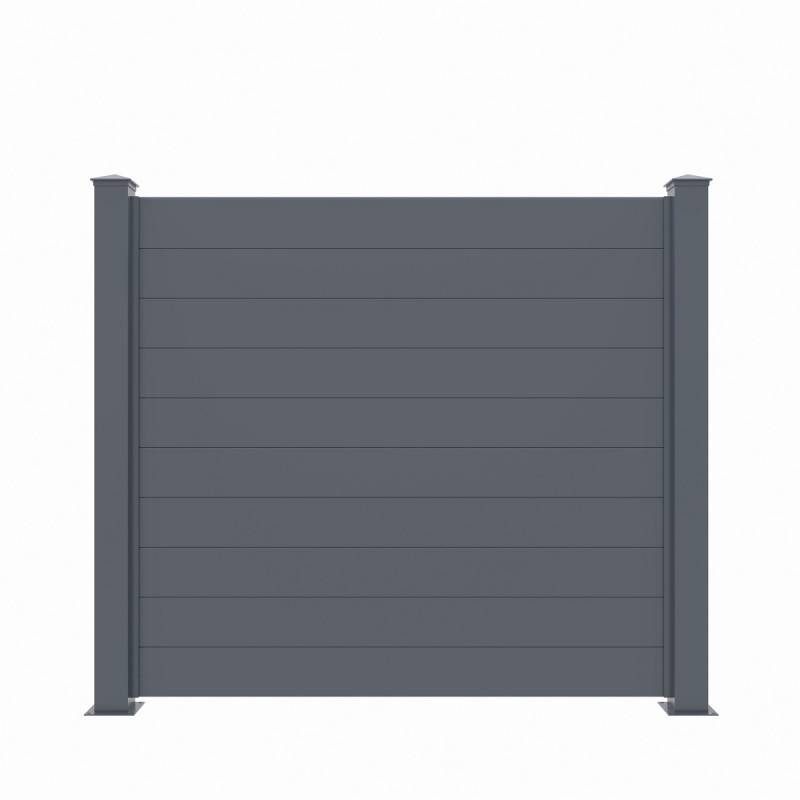 X-Metal - Clôture aluminium anthracite 188,6x166 cm X-Metal avec 2 poteaux inclus - Image 3