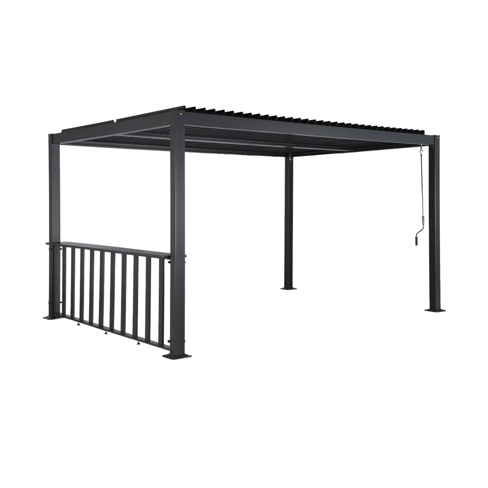 Pergola bioclimatique aluminium et acier 4x3m + bar 3m anthracite Palace | sweeek - Image 2