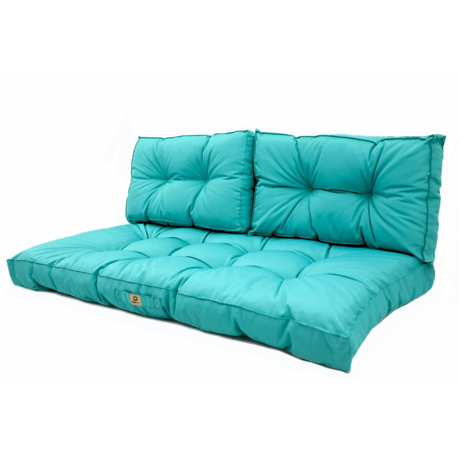 Coussins pour salon de jardin capitonné 100x50cm Bleu caraibes - Déco arts - Image 1