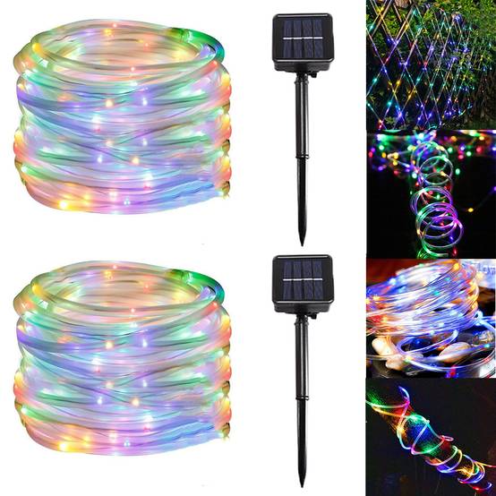 Guirlande Solaire Led En Fil De Cuivre, 2 Pièces, Étanche, Pour L'Extérieur, Éclairage D'Extérieur, Arbre De Noël, Jardin, 7M - Image 1