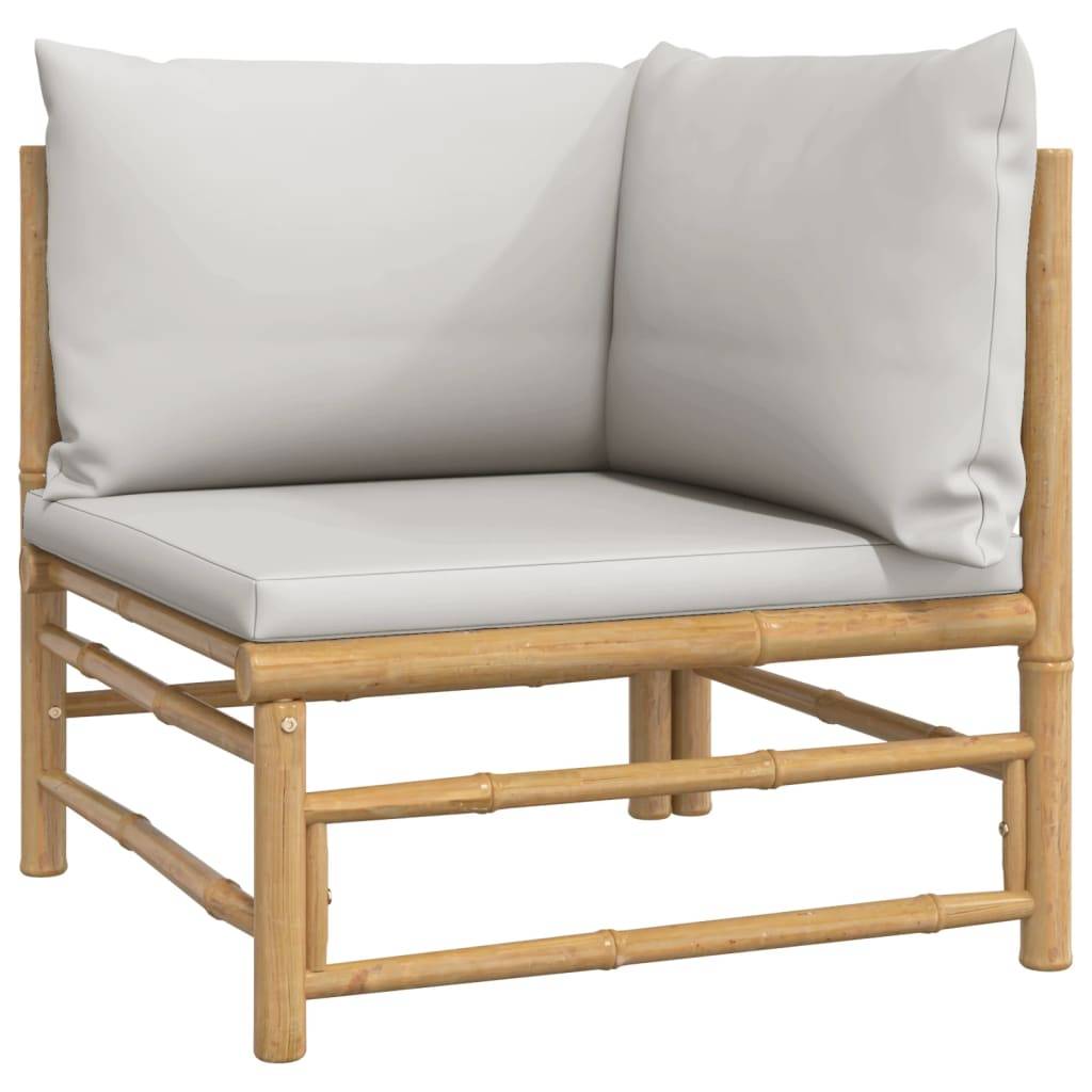 ComfortXL - Ensemble Canapé Jardin Bambou 4 pcs Coussins Gris Clair Modulaire – ComfortXL Outdoor Living - Image 4