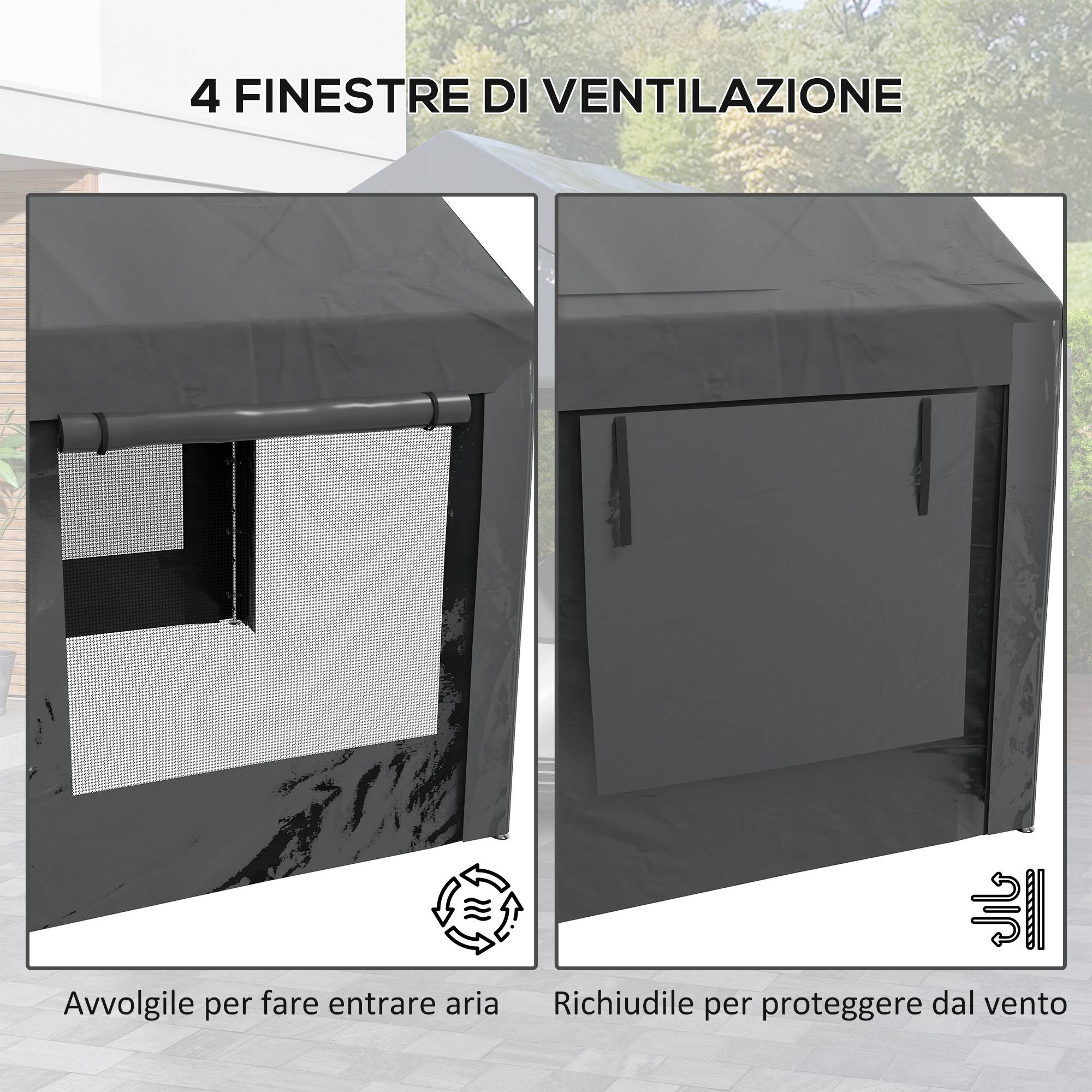 Tente de Réception Acier Fêtes et Garage Hauteur Réglable 6x3m Gris Foncé - ComfortXL Outdoor Living - Image 9