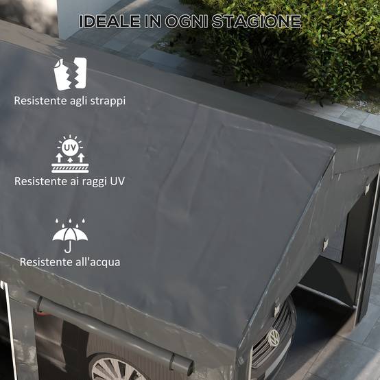 Tente de Réception Acier Fêtes et Garage Hauteur Réglable 6x3m Gris Foncé - ComfortXL Outdoor Living - Image 6