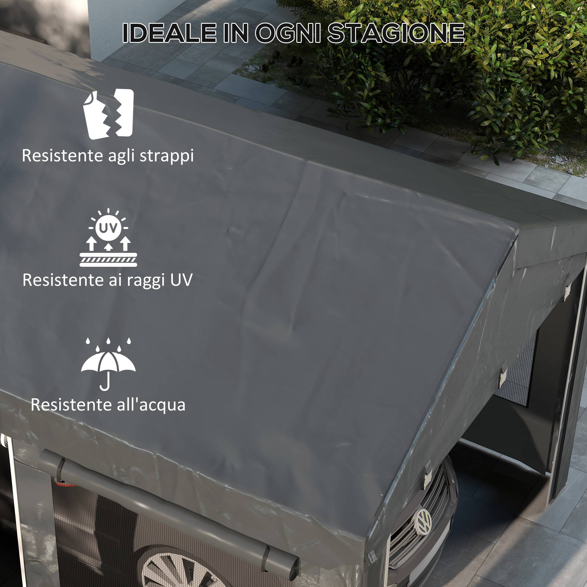 Tente de Réception Acier Fêtes et Garage Hauteur Réglable 6x3m Gris Foncé - ComfortXL Outdoor Living - Image 6