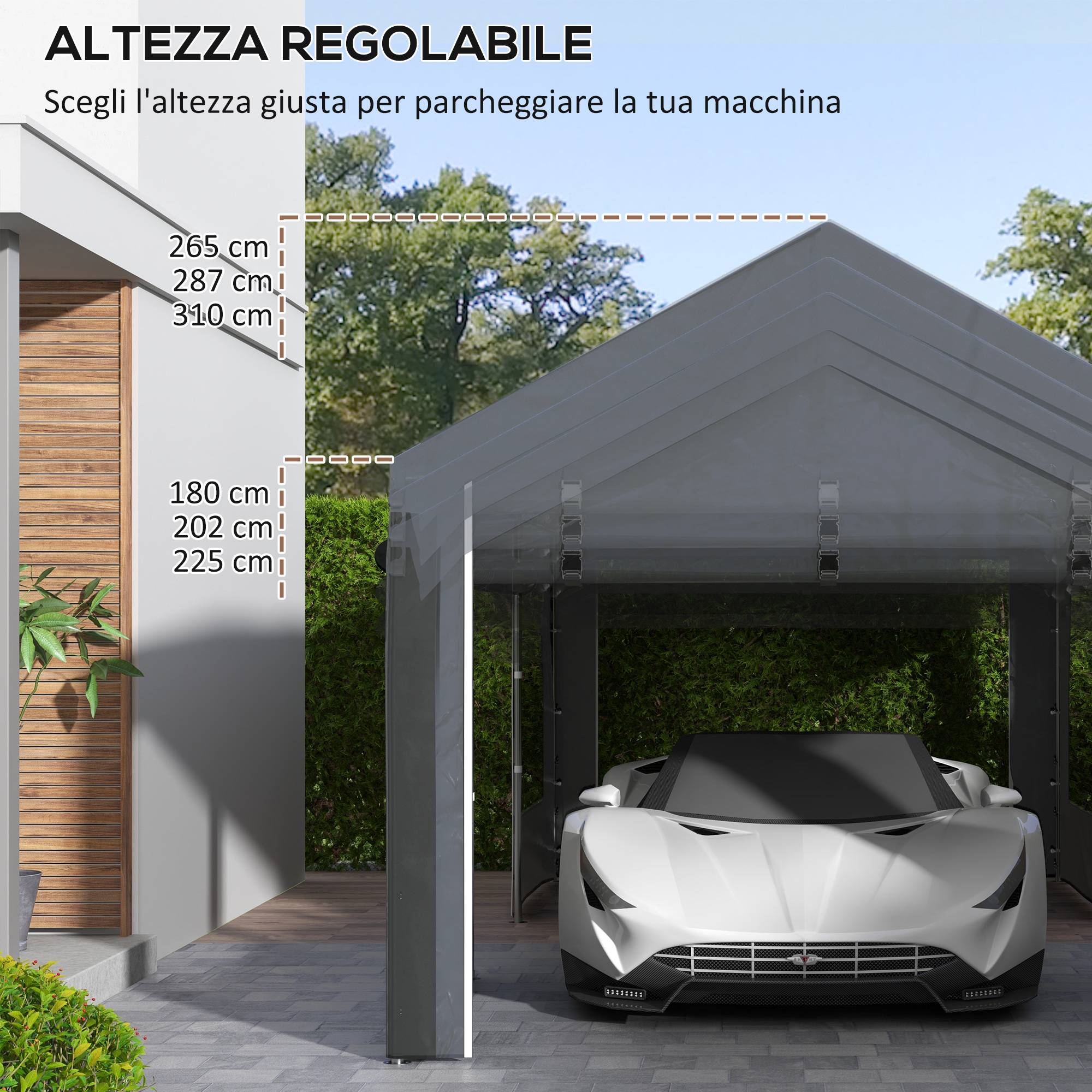 Tente de Réception Acier Fêtes et Garage Hauteur Réglable 6x3m Gris Foncé - ComfortXL Outdoor Living - Image 7