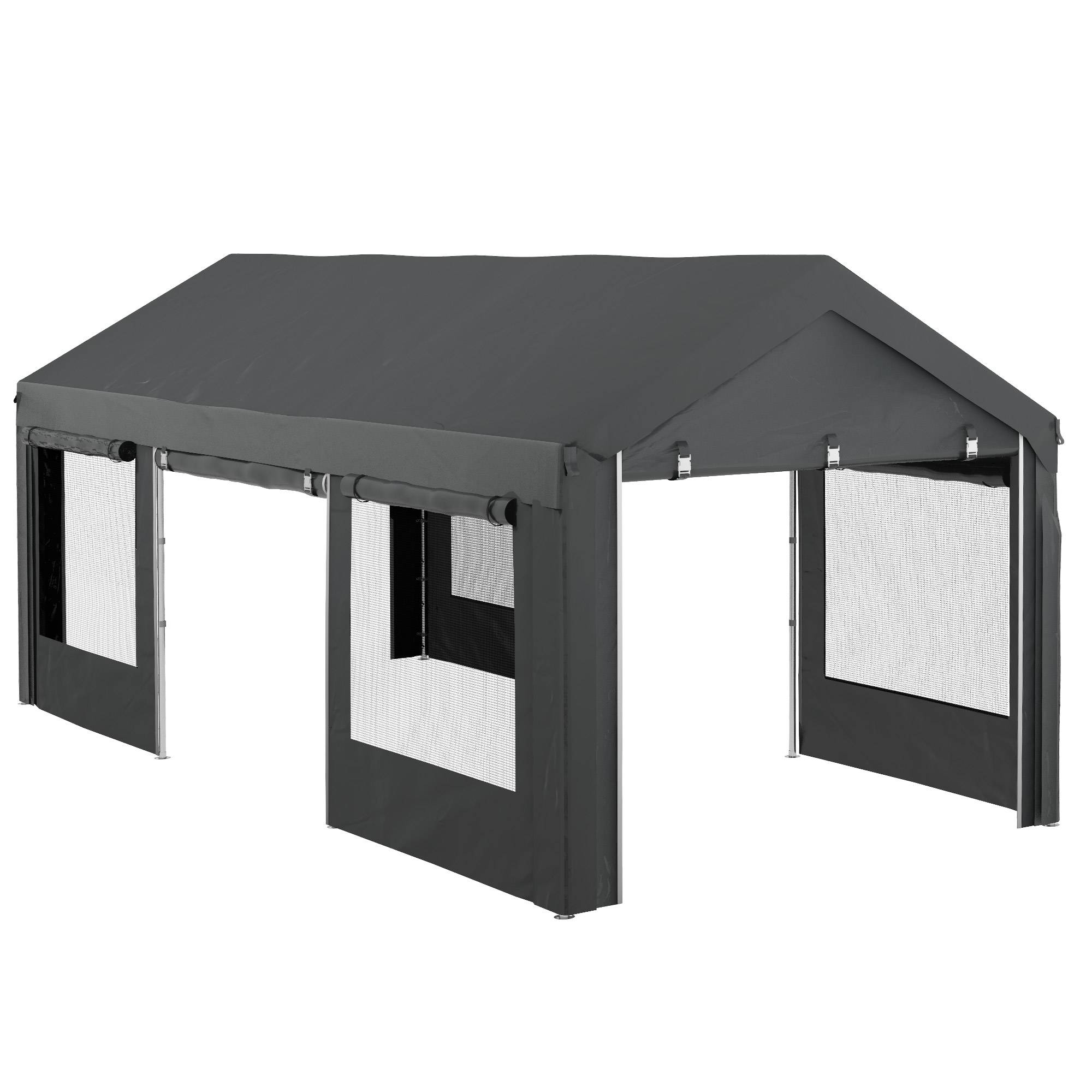 Tente de Réception Acier Fêtes et Garage Hauteur Réglable 6x3m Gris Foncé - ComfortXL Outdoor Living - Image 1