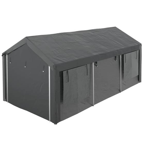 Tente de Réception Acier Fêtes et Garage Hauteur Réglable 6x3m Gris Foncé - ComfortXL Outdoor Living - Image 2