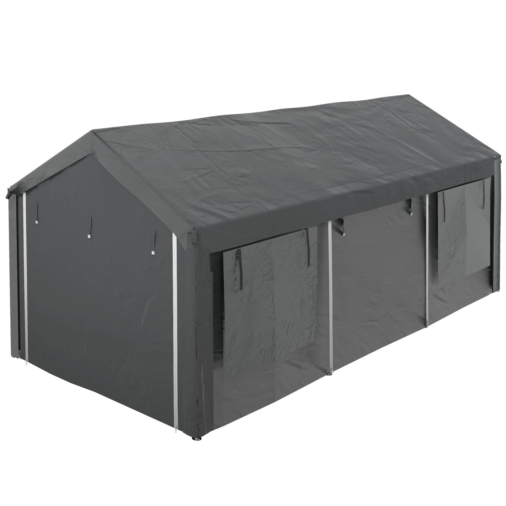 Tente de Réception Acier Fêtes et Garage Hauteur Réglable 6x3m Gris Foncé - ComfortXL Outdoor Living - Image 2