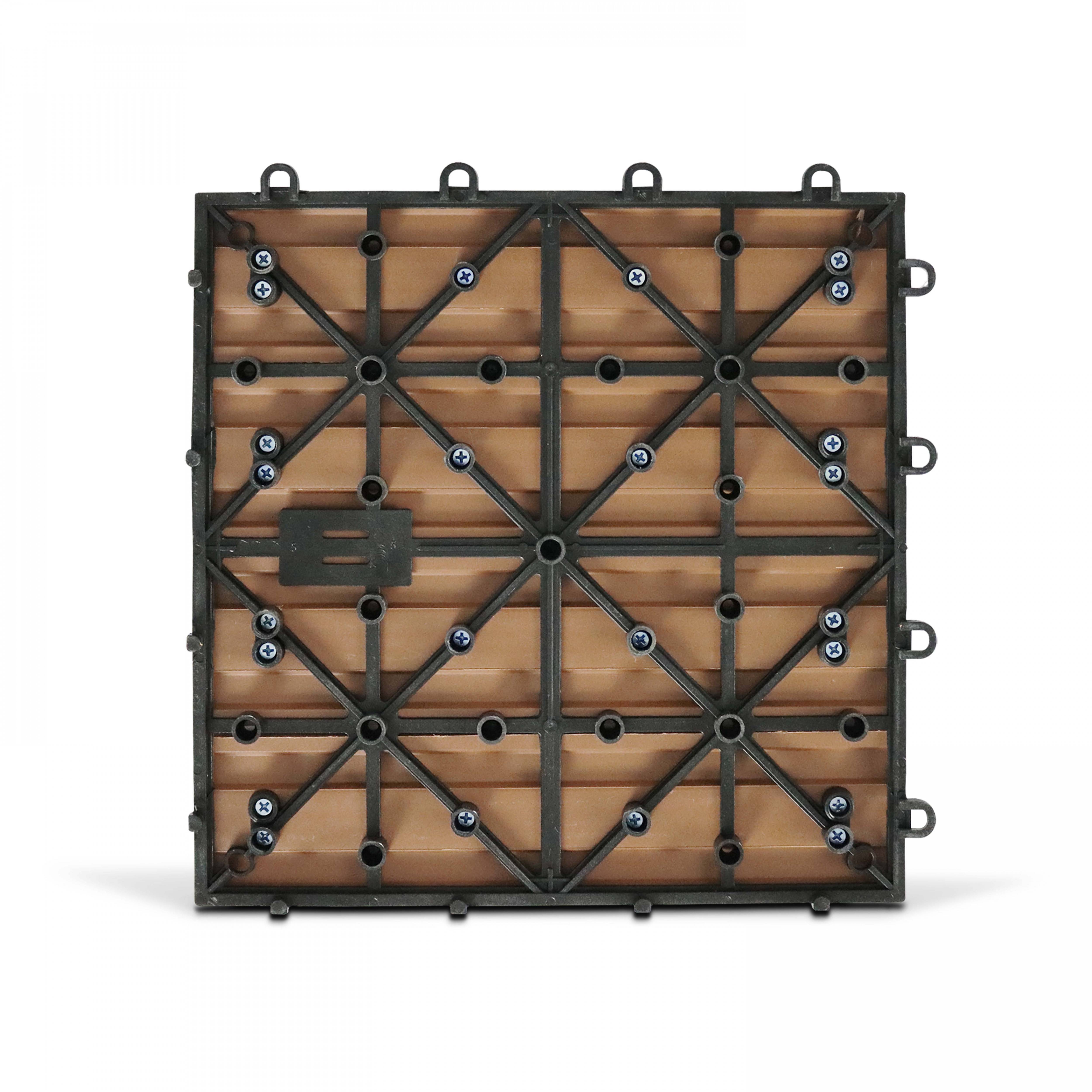 Oviala - Lot de 16 dalles clipsables bois synthétique marron Padang - Oviala - Image 2