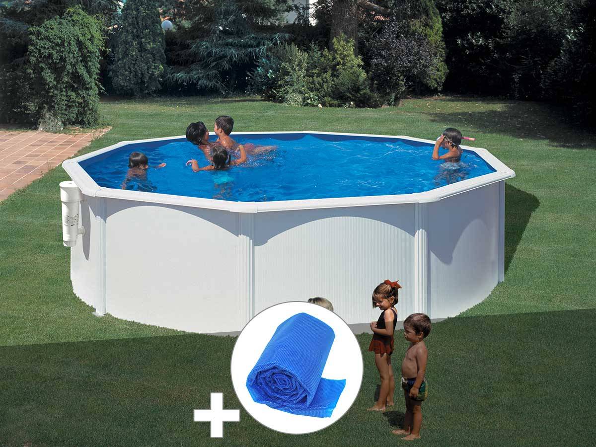 Gré - Kit piscine acier blanc Gré Bora Bora ronde 4,80 x 1,22 m + Bâche à bulles - Image 1