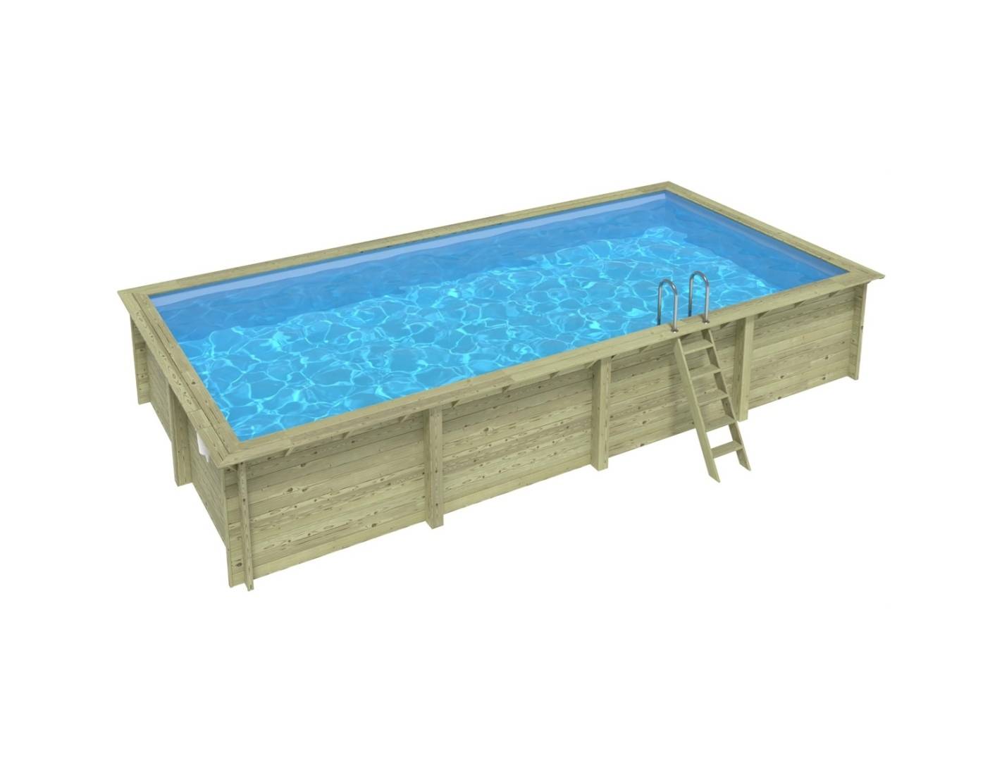 Altanka - Piscine hors sol en bois AQUA 8.5 x 4.35 - H.1.45 m, bleu pâle, fixations à visser - BAS7309OSPL - ALTANKA - Image 1