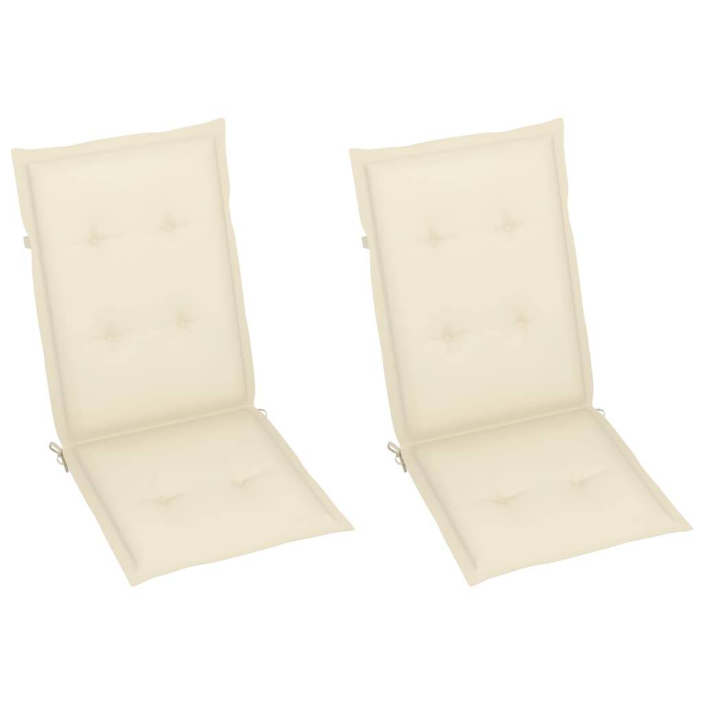 Chaises de jardin en teck massif avec coussins crème 57 x 71.5 x 100 cm - PANGIVO - Image 6