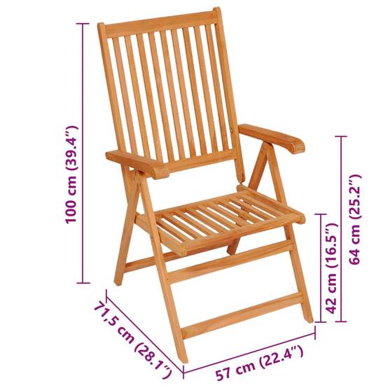 Chaises de jardin en teck massif avec coussins crème 57 x 71.5 x 100 cm - PANGIVO - Image 10