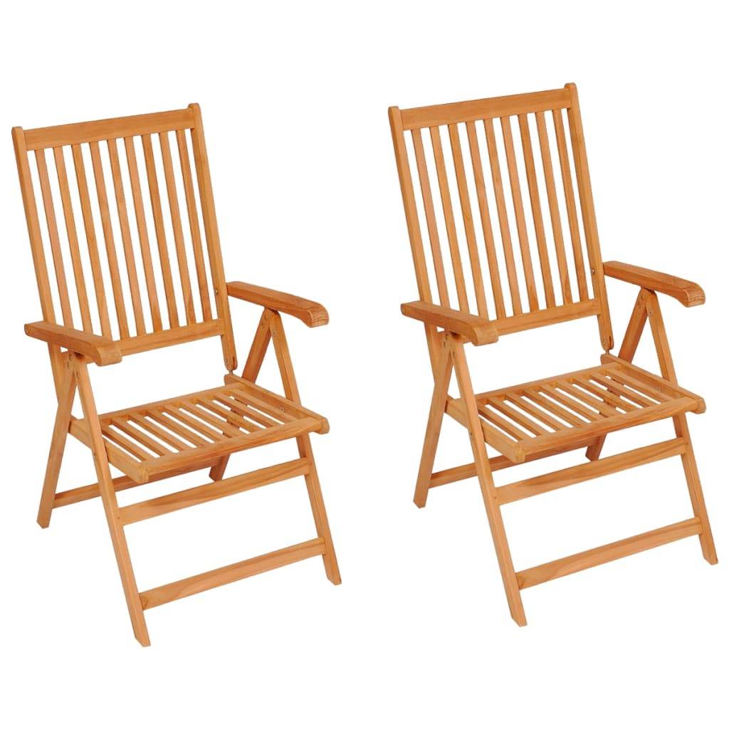 Chaises de jardin en teck massif avec coussins crème 57 x 71.5 x 100 cm - PANGIVO - Image 2